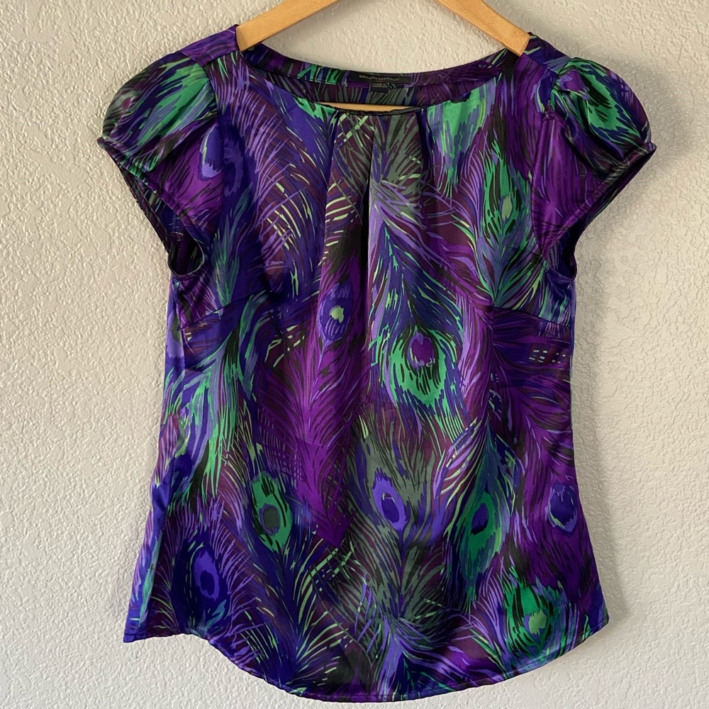 Banana Republic peacock print blouse top